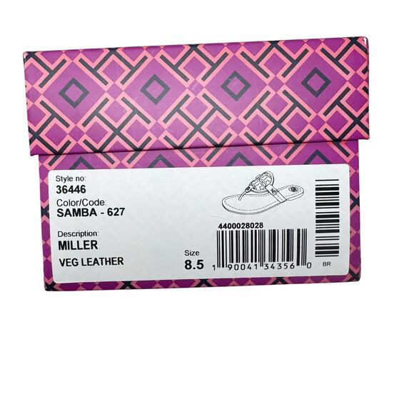 TORY BURCH Orange Red Samba Miller Logo Patent Leather Sandals Size 8.5 - Picture 11 of 11